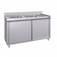 Sudoper s ormarićem ECO - inox - 1600 x 700 mm - sa 2 korita - korita lijevo