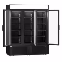 Commercial Beverage Display Fridge - 1600mm - 891 Litres - with 3 hinged glass doors - Black - Temperature range 1 to 10 °C