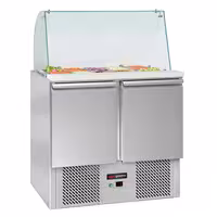 Pult za pripremu salate ECO - 900 mm - 2 vrata - s visokom staklenom nadogradnjom za 2x GN 1/1 & 3x GN 1/6