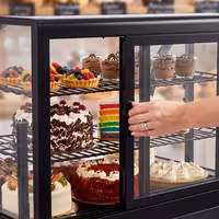 Countertop display fridge - 100L - 705mm - Double glazing - with 2 shelves - rear sliding glass doors