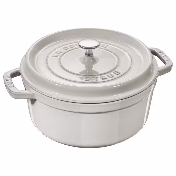 STAUB | Cocotte Round Enamelled Cast Iron Casserole Dish – Ø 180 mm – White Truffle