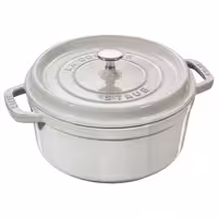 STAUB | Cocotte Round Enamelled Cast Iron Casserole Dish – Ø 180 mm – White Truffle