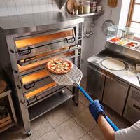 Electric Deck Pizza Oven Power - Quadruple Deck - Refractory Stone Deck - 6+6+6+6 x Ø 34cm (13") - incl. Hood & Base frame