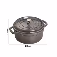 STAUB | Cocotte Round Enamelled Cast Iron Casserole Dish – Ø 180 mm – Graphite Grey