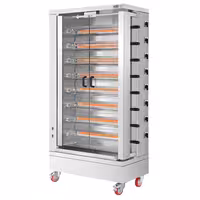 شواية دجاج كهربائية دوّارة تجارية - باب زجاجي مقاوم للحرارة - 26,40 kW - مع 8 أسياخ - بسعة حتى 48 دجاجة