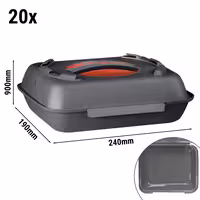 (20 kom) Menubox (višekratni) - 600 ml - bez pregrade - 240x190x90 mm - s integriranim ručkom - stapeljiv - antracit/crvena