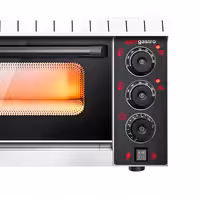 Electric Deck Pizza Oven - Single Deck - 4 - Ø 20cm (8") - 230V Single Phase - Mechanical Controls - Black - up to 350°C