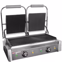 Grelhador de contacto Profissional - 4,4kW - placas: superior e inferior estriadas - Área de grelha: 475x230mm