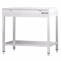 Masă de lucru din oțel inoxidabil PREMIUM – 700 x 700 mm – cu blat de bază – incl. placă de tăiere albă