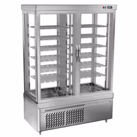 4-Sided Glass Display Freezer - 935L - 1320mm - Triple glazing - round - with 12 rotating shelves - 2 glass doors - for patisserie - Silver