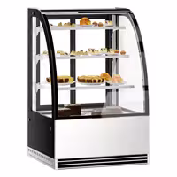 Commercial cake display fridge - 304L - 900mm - Double glazing - with 3 glass shelves - rear sliding doors, 2 glass doors - for patisserie