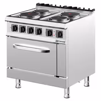 Fogão elétrico - 15,2kW - 4 placas redondas - com forno a gás estático - 6kW