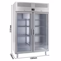 Szafa mroźnicza ze stali nierdzewnej PREMIUM PLUS – GN 2/1 – 1240 litrów – z 2 szklanymi drzwiami