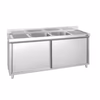 Sudoper s ormarićem PREMIUM - inox - 2000 x 700 mm - sa 2 korita - korita sredina