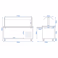 Refrigerated Salad Bar Trolley DANZIG - 1900mm - for 5x GN 1/1 - with Tray Slide - Black - Mobile - with Gantry - with Sneeze Screen