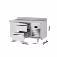 Aukstuma galds PREMIUM PLUS - 1468x600 mm - 250 l - ar 1 durvīm - ar 2 atvilktnēm - Ar apmali