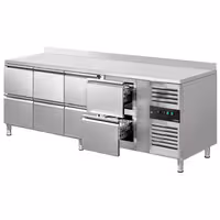 Aukstuma galds ECO - 2230x700 mm - 553 l - ar 8 atvilktnēm - Ar apmali - ventilējama dzesēšana - R290