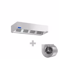 Commercial Wall-Mounted Extractor Hood with Motor - 2200mm - with Speed Controller, Baffle Filters & Lighting