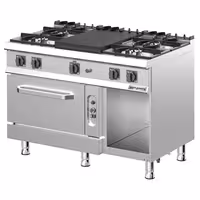 Cocina a gas - 39,5kW - 5 fuegos - con horno de gas estático - 6kW