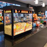 Commercial Popcorn Machine - 2.90kW - 10kg/h - with 2 kettles - Black