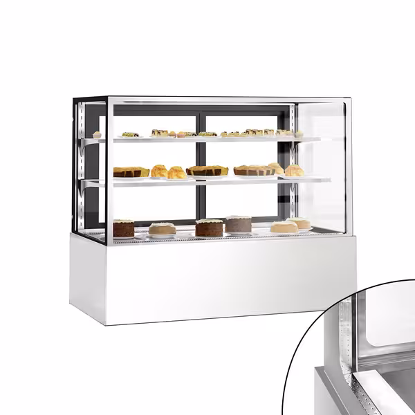 Commercial cake display fridge - 598L - 1500mm - Double glazing - with 2 adjustable shelves - rear sliding doors