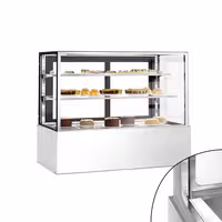 Commercial cake display fridge - 598L - 1500mm - Double glazing - with 2 adjustable shelves - rear sliding doors