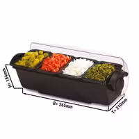 Commercial Bar Condiment Holder - 4 large compartments - 6.6L - with lid