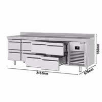 Aukstuma galds PREMIUM PLUS - 2452x600 mm - 510 l - ar 8 atvilktnēm - Ar apmali