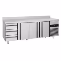 Commercial Counter Fridge PREMIUM - 2330x700mm - with 3 doors - 3 drawers - with upstand - capacity 632 litres