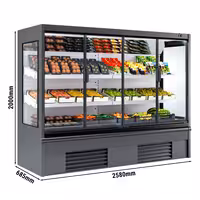 Commercial multideck display fridge - 2580mm - 740L - with 2 hinged glass doors & 2 shelves - Anthracite