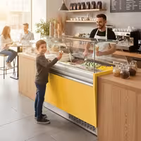 Ice Cream Display Freezer | LIAM - 1310mm - Static cooling - with LED lighting - for 10 x 5 litres Napoli pans - Yellow