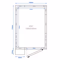 Inox rashladna komora - 1500x2100 mm - 4,80 m³ - uklj. rashladni agregat - -2/+8 °C