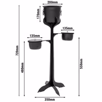 Wine Bucket with Stand & 2 Ice Buckets - Stainless Steel - Height:720mm - Black