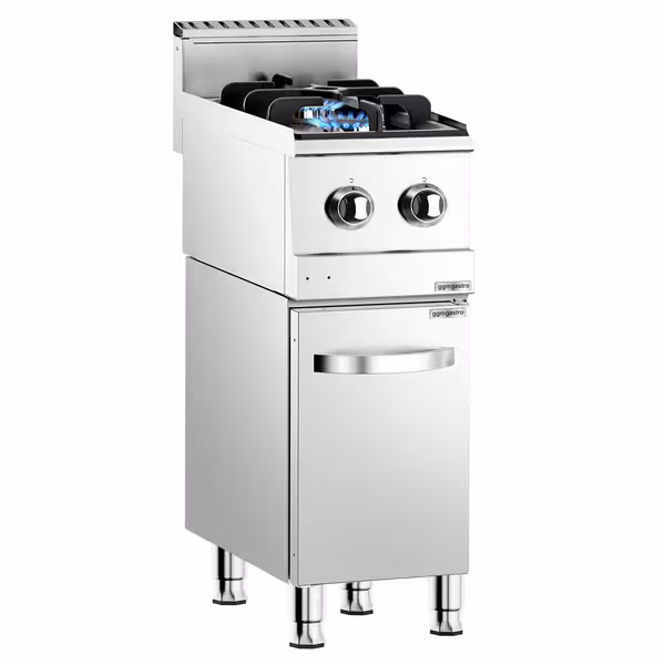 Ipari gáztűzhely - 600-as - összteljesítmény: 6,53 kW - 2 égős - méretek: 400x600x900 mm