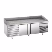 Stół chłodniczy do pizzy PREMIUM PLUS - 2305x800 mm - z 2 drzwiami i 7 szufladami