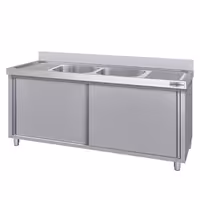 Sudoper s ormarićem ECO - inox - 1800 x 700 mm - sa 2 korita - korita sredina