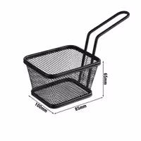 (6 Stück) Servier Frittierkorb - SNACKHOLDER - Edelstahl - 100x85mm - Schwarz