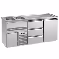 Direct Draw Beer Dispenser / Kegerator 1 Stainless Door + 3 Drawers PREMIUM – 2 sinks left - 1950×700 mm