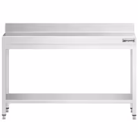 طاولة عمل ستانلس ستيل PREMIUM - 1400x600mm - مع رف سفلي & حاجز خلفي