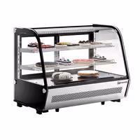 Countertop display fridge - 160L - 874mm - Double glazing - with 2 shelves - rear sliding glass doors