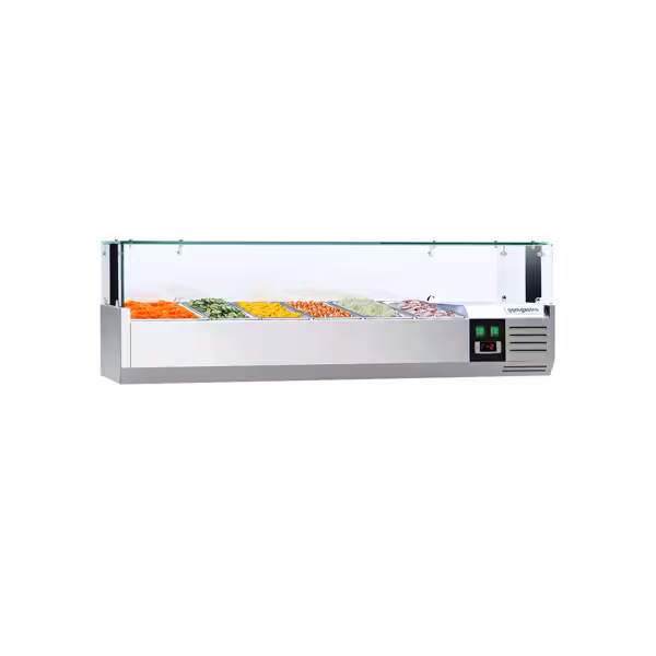 Nadstawka chłodnicza do na dodatki PREMIUM - 1500x395mm - 5x GN 1/3 + 1x GN 1/2 - z oświetleniem LED