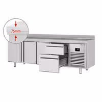 Aukstuma galds PREMIUM PLUS - 2452x600 mm - 510 l - ar 3 durvīm - ar 2 atvilktnēm - Ar apmali