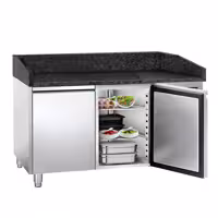 Commercial Pizza Prep Counter - Granite Top PREMIUM - 1500x800mm - with 2 doors