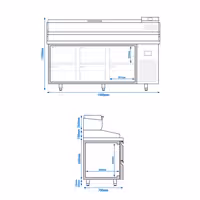 Pizzakühltisch Premium PLUS - 1980x700mm - mit 6 Schubladen - inkl. Kühlaufsatzvitrine - 9x GN 1/4
