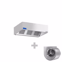 Commercial Wall-Mounted Extractor Hood with Motor – 1600mm – with Speed Controller, Baffle Filters & Lighting