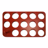 Preša za hamburgere - 15 veličina - plastika - mala - Ø 80 mm - crvena - 15 rupa - 85 g