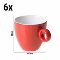 (6 kom) BART COLOUR CAFE - Šalica za cappuccino - 170 ml - Crvena