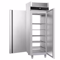 Szafa mroźnicza PREMIUM – przelotowa – stal nierdzewna – GN 2/1 – 700 L – z 1 drzwiami z przodu i z tyłu