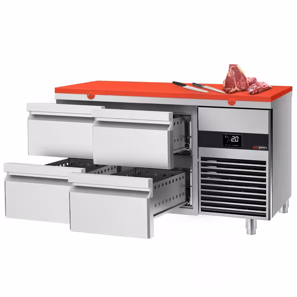 Külmvitriin PREMIUM - 1400x700 mm - 281 l - ventileeritud jahutus - Värv punane