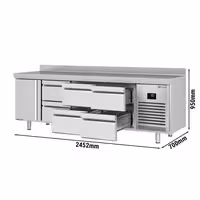 Commercial Counter Fridge PREMIUM PLUS - 2452x700mm - with 1 door - 6 drawers [1/2] - with upstand - capacity 625 litres